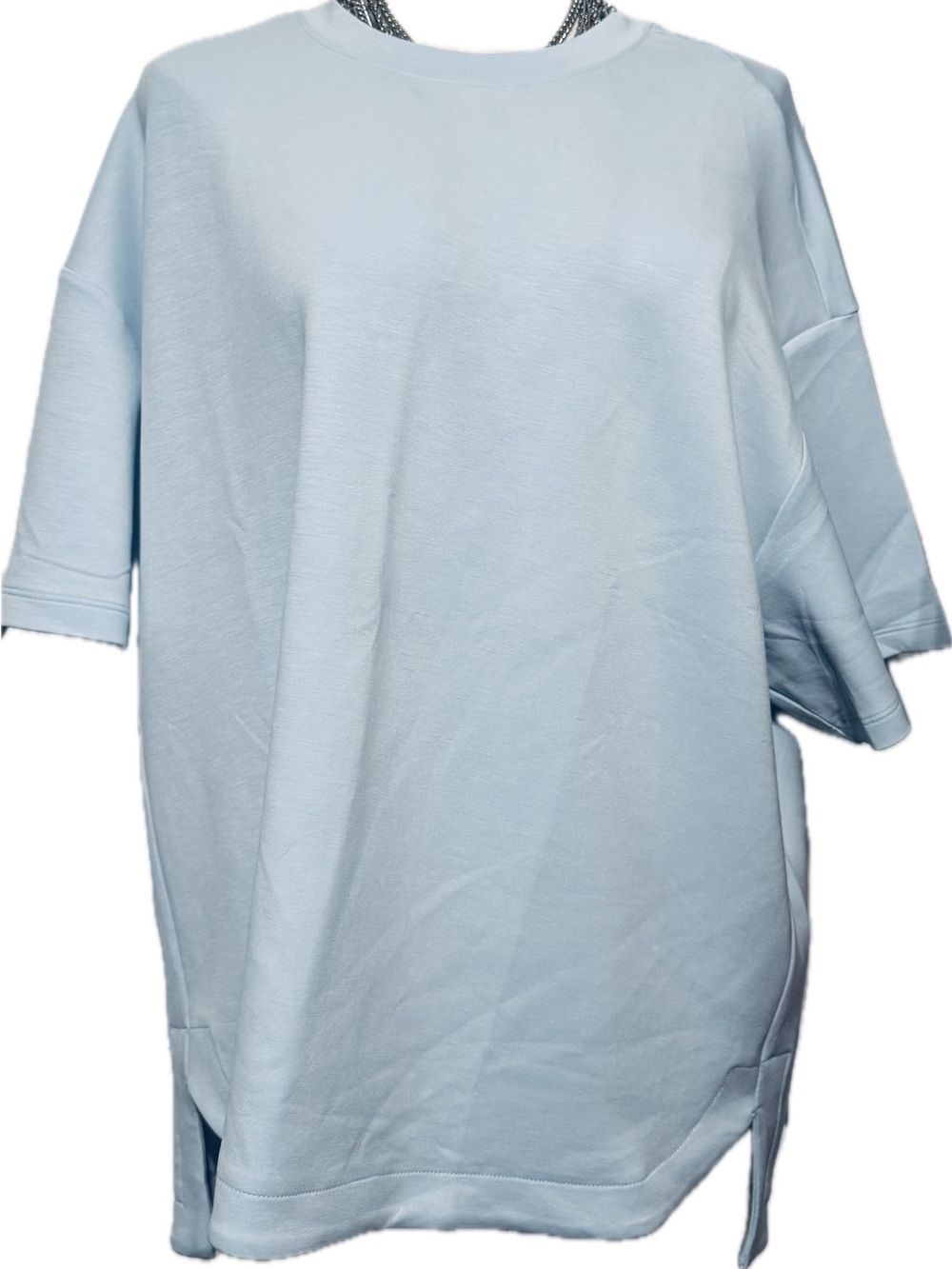 Member's Mark Sandwash Tee in, Grey Baby Blue, Light Pink, and Cream.